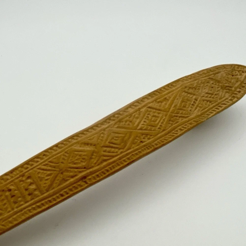 Vintage Primitive Wooden Spoon Hand Carved Detailed Curved Handle For Hanging‎